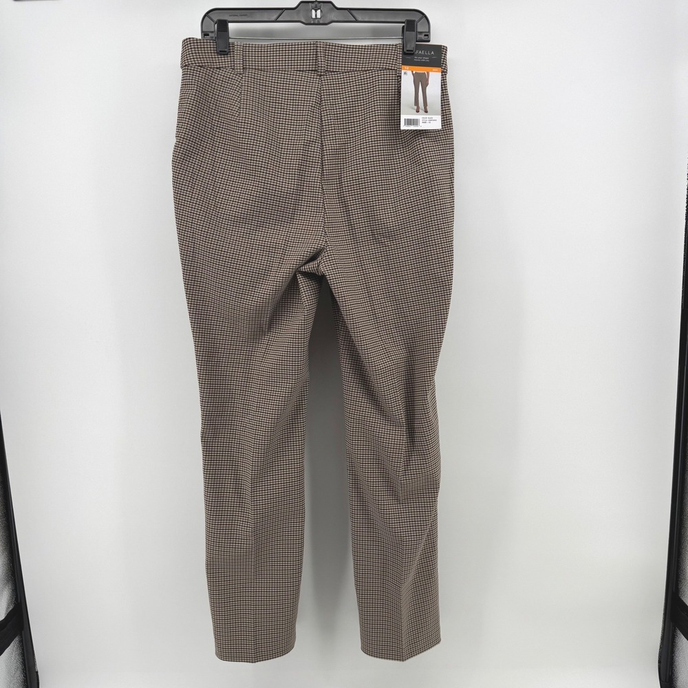 New Rafaella Womens 12 Brown Tan Black Stretch Pull On Ankle Pants Houndstooth - Picture 3 of 7